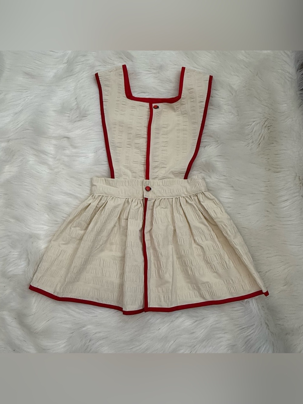 Lady Bug Buttons Girls Apron Dress